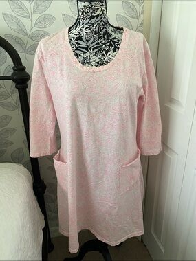 Fresh Produce Dalia pink and white print 3/4 sleeve dress with pockets